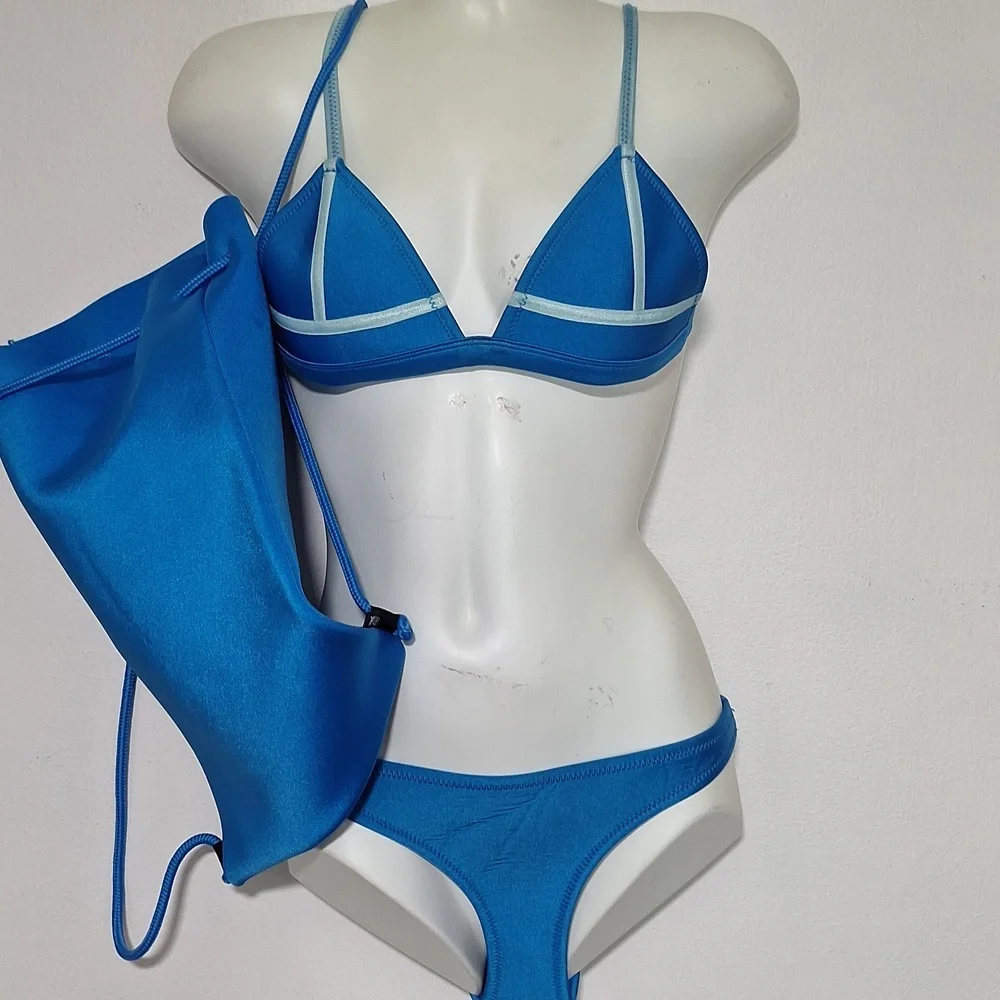 Triangl Swimwear Blue Swim Bikini Set Cinchbag Neoprene